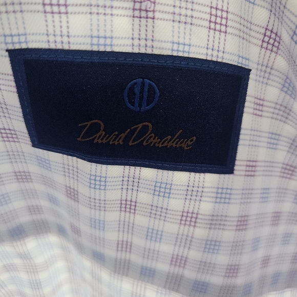 David Donahue white/berry button down - Picture 5 of 6